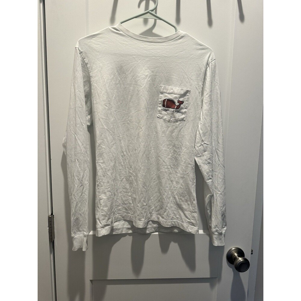 Vineyard Vines Pocket Football Graphic T-shirt Men XSmall White Long Sleeve XS